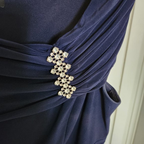 NAVY BLUE RUFFLED COCKTAIL DRESS - Picture 7 of 7